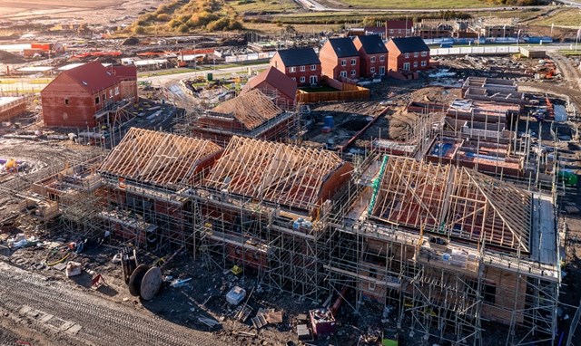 New build homes on a building site 